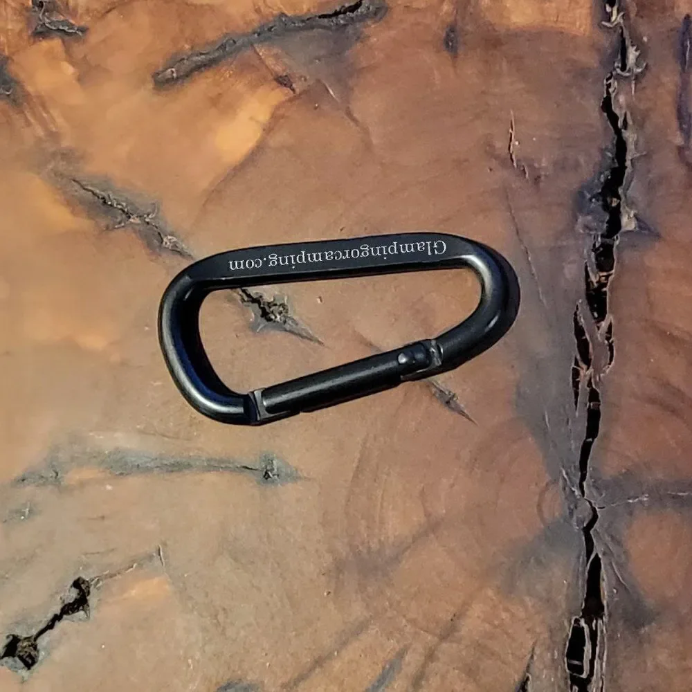 Engraved Black Carabiner Keychain Ring - Personalized Camping Carabiner